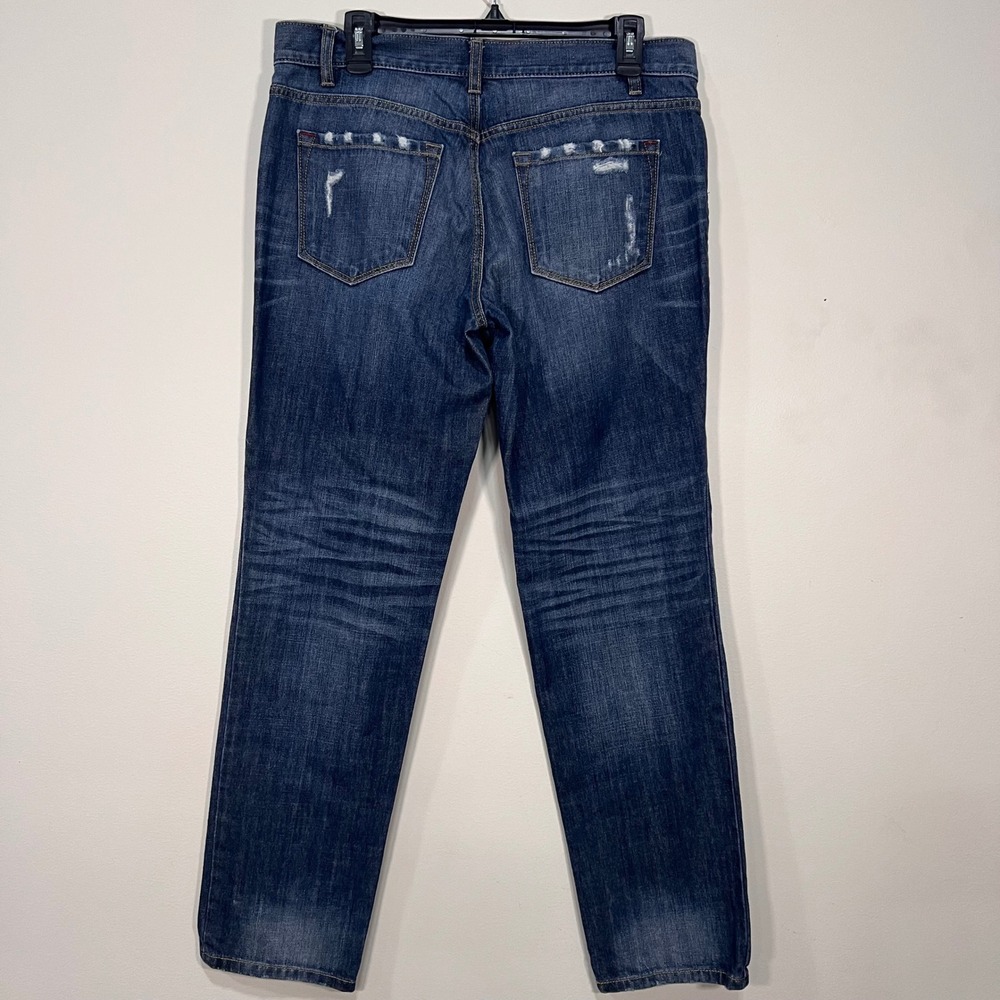 Ann Taylor Loft Boyfriend Jeans 6 Distressed Dark Wash Denim Pants Sz 28 6 - Picture 2 of 6